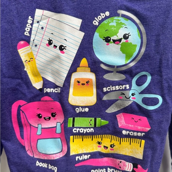 The Children’s Place 3T Girls Purple/Blue Back to School Long Sleeve Top Blouse - Picture 2 of 4